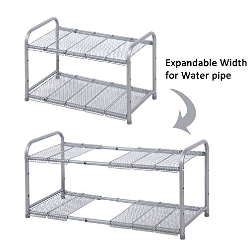 Under Sink Organizer 2 Tier Expandable Shelf Organizer and Storage with 10  Removable Panels for Kitchen, Bathroom 