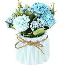 Load image into Gallery viewer, Faux Hydrangea Bouquet with Small Ceramic Vase