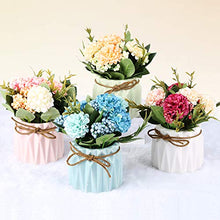 Load image into Gallery viewer, Faux Hydrangea Bouquet with Small Ceramic Vase